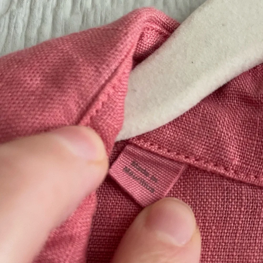 Frank&Eileen Grayson Pink 100% Linen The Artist Short Sleeve Full Length Dress L - Picture 9 of 14